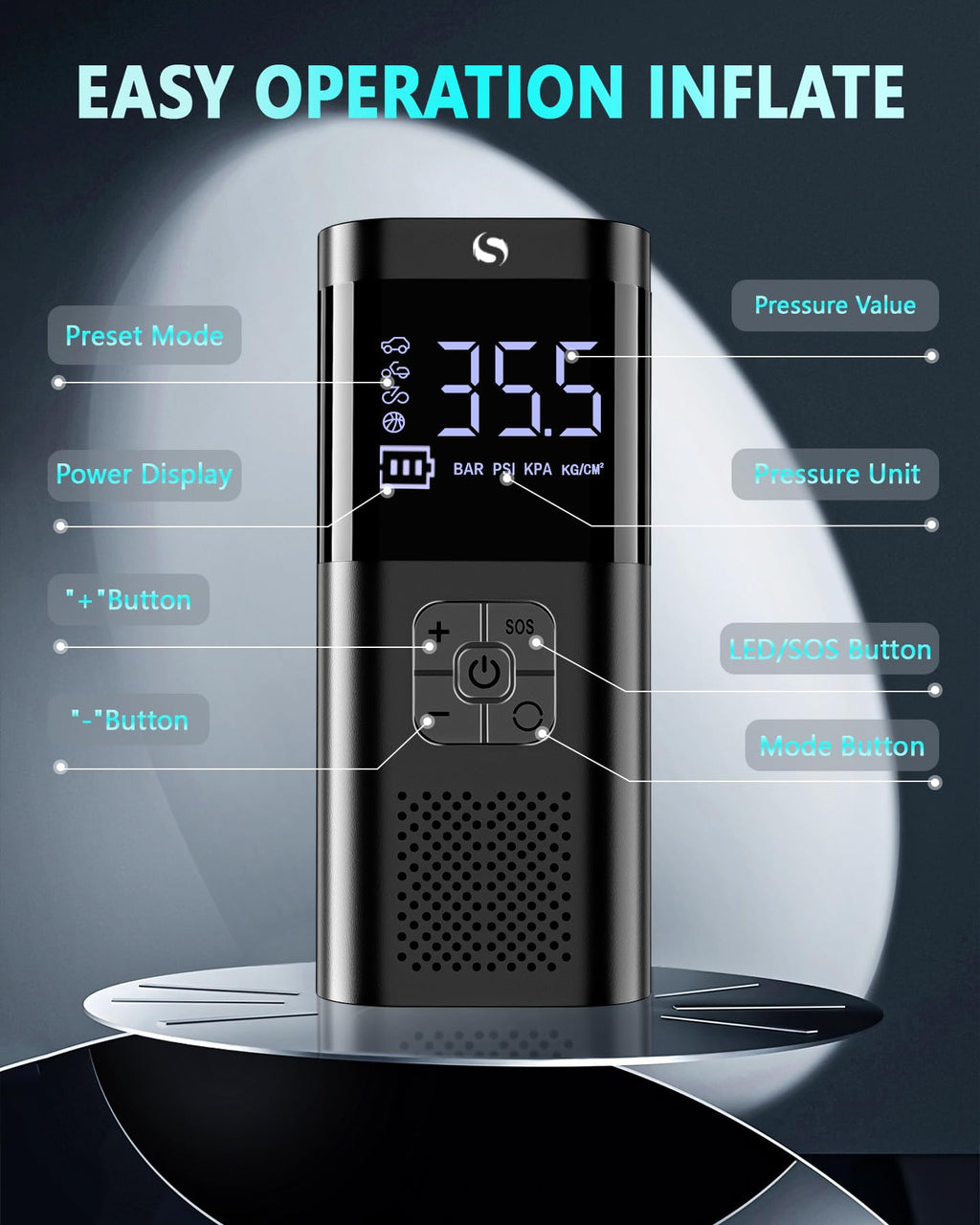 Car Tyre Inflator, Cordless Air Compressor