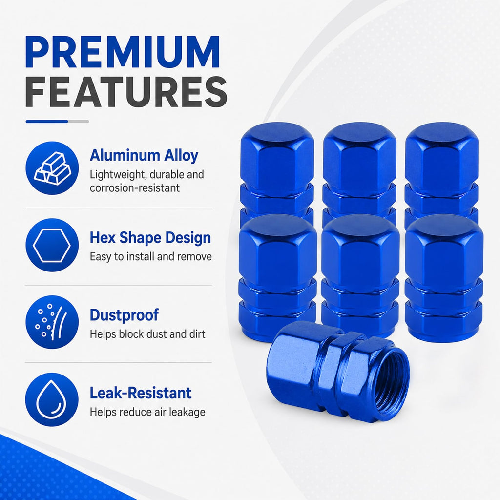 Aluminum Tire Valve Caps,8 Pcs Dustproof Stem Covers