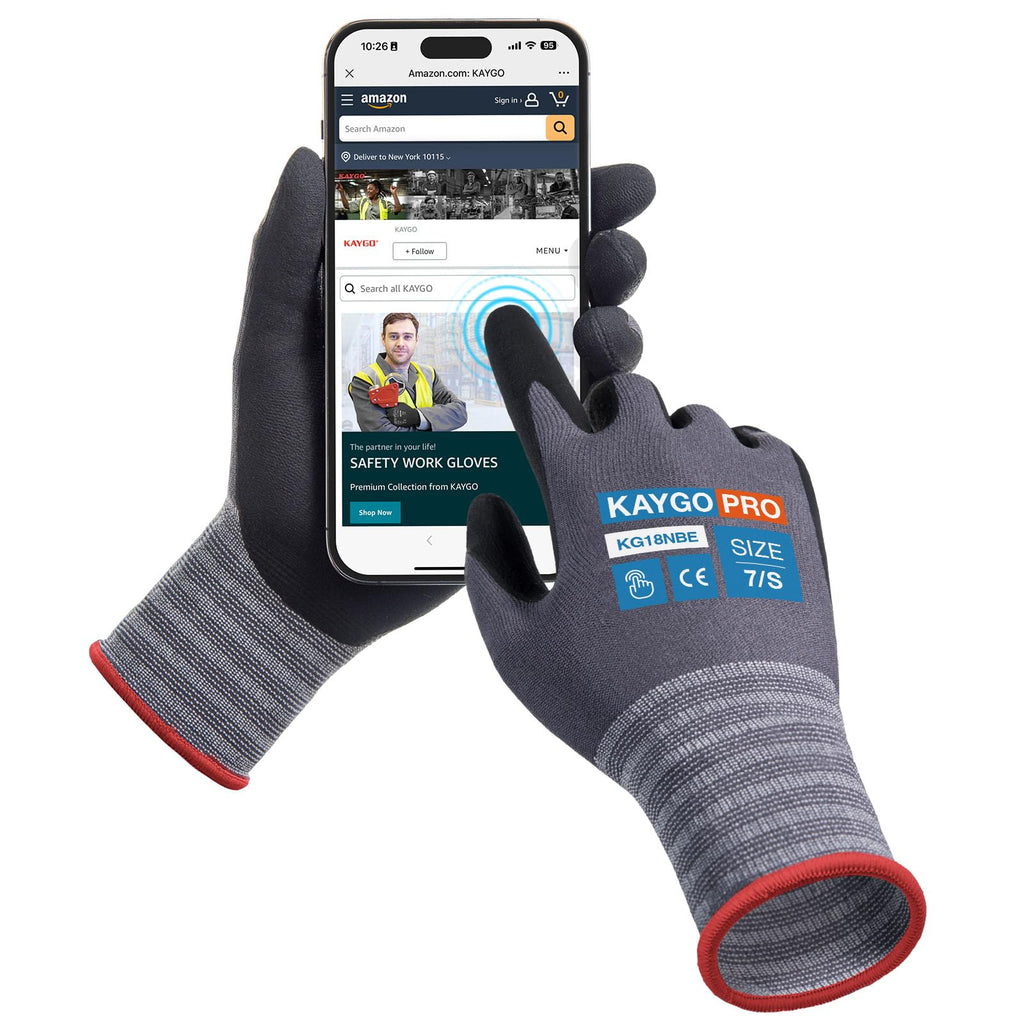 KAYGO Safety Work Gloves MicroFoam Nitrile Coated 12 Pairs, KG18NH