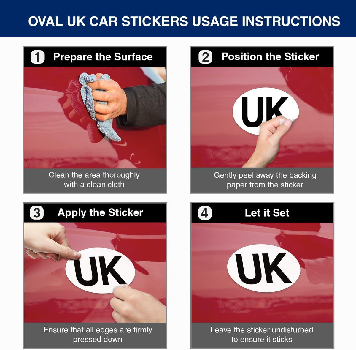 ARVO 2 Pack UK Car Stickers - Oval Stickers for Europe Travel - Waterproof, Self-Adhesive Stickers for Cars, Vans, and Caravans