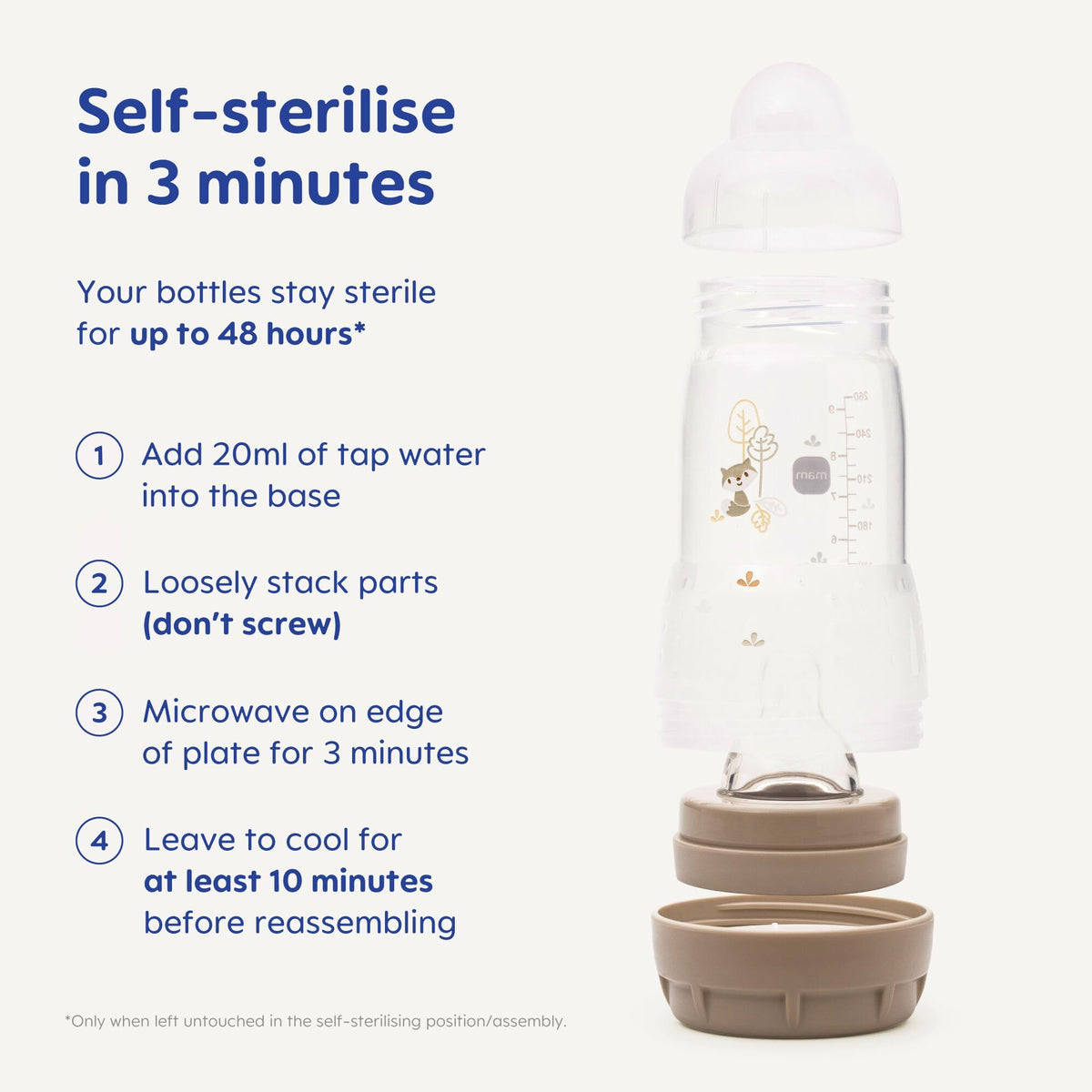 MAM Easy Start Anti-Colic Bottle| 3 x160ml, Self-Sterilising, Pink