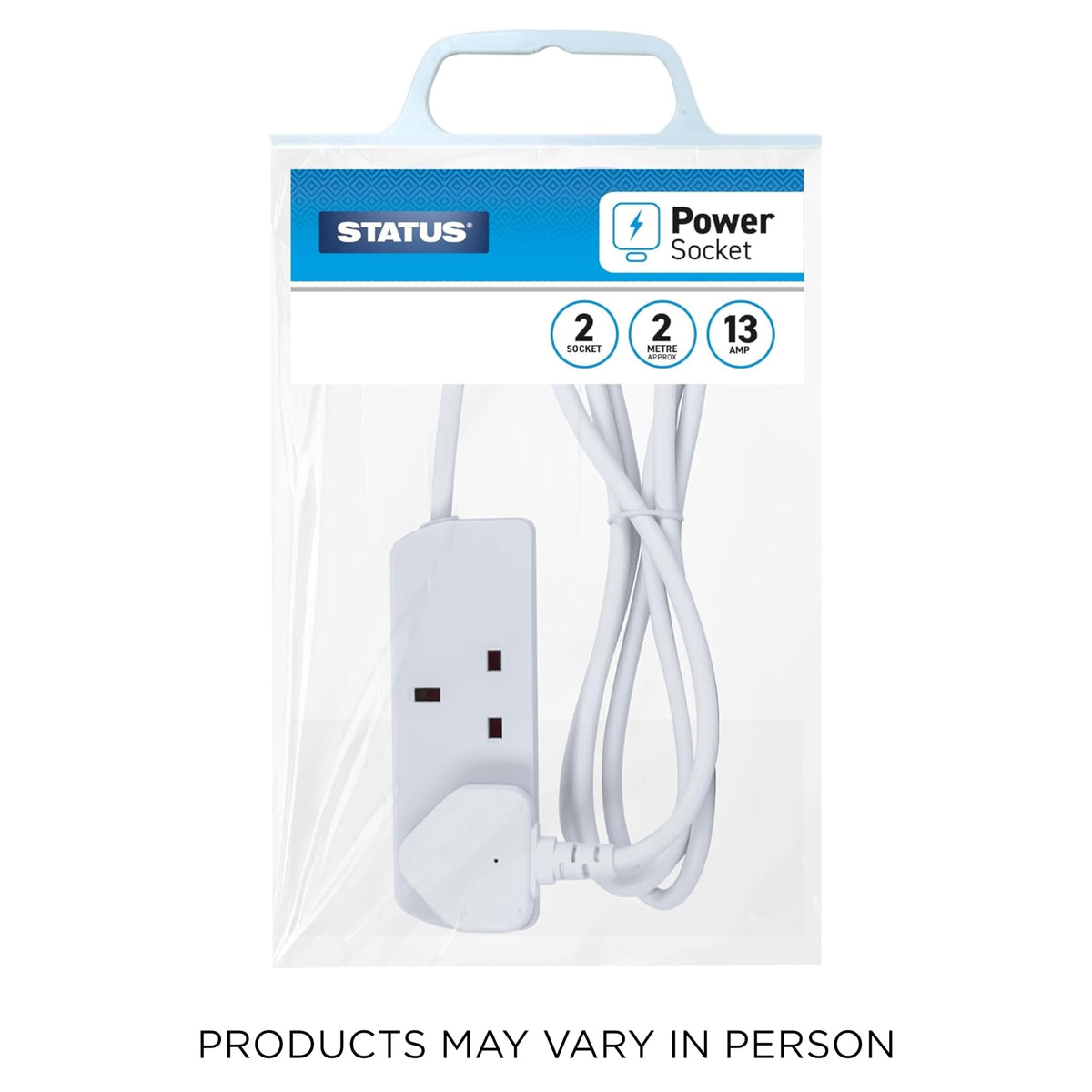 STATUS 4 Socket Extension Lead, 2m Black 13A Power Strip for Home or Office Use (S4W2MBL1PK4)