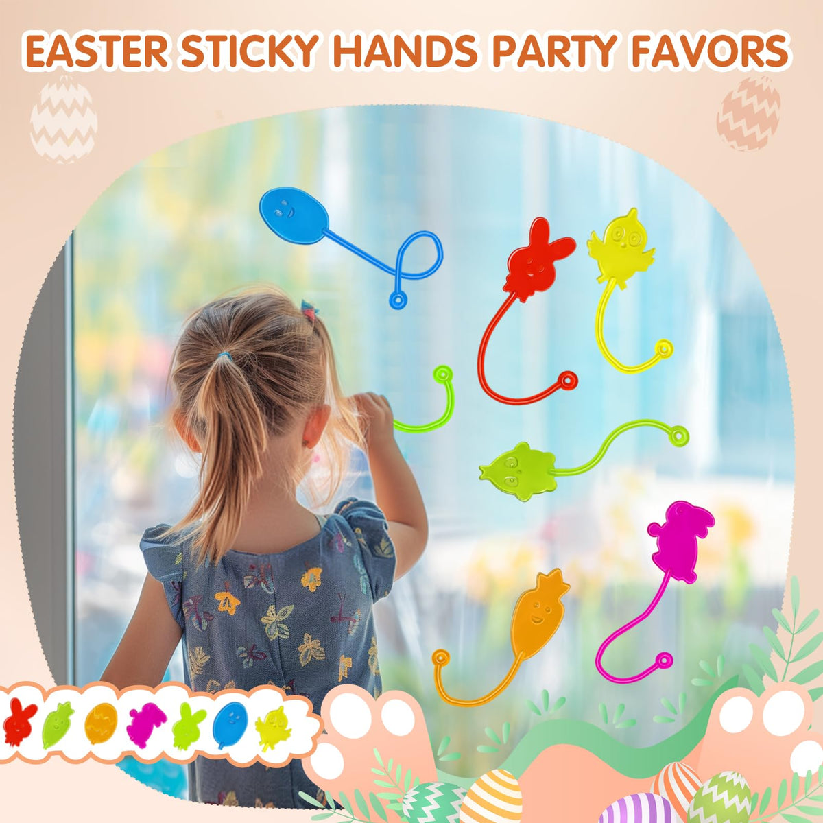 Valentines Sticky Hands Bulk 48 PCS Heart Valentines Party Favors for Kids