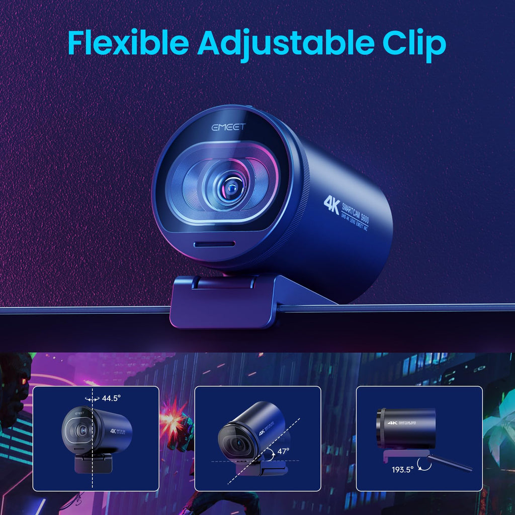 EMEET S600 4K Webcam for Streaming - Sony 1/2.55'' Sensor, PDAF Autofocus, 1080P@60FPS, 2 Noise Reduction Mics, Built-in Privacy Cover, 73° FOV, Streaming Camera for Live Commerce/Gaming/Beauty