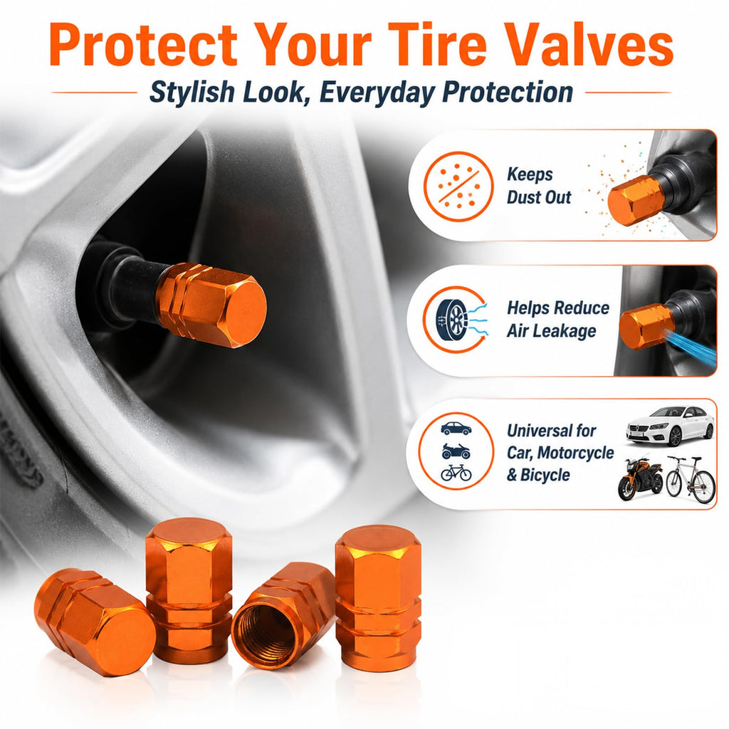 Aluminum Tire Valve Caps,8 Pcs Dustproof Stem Covers