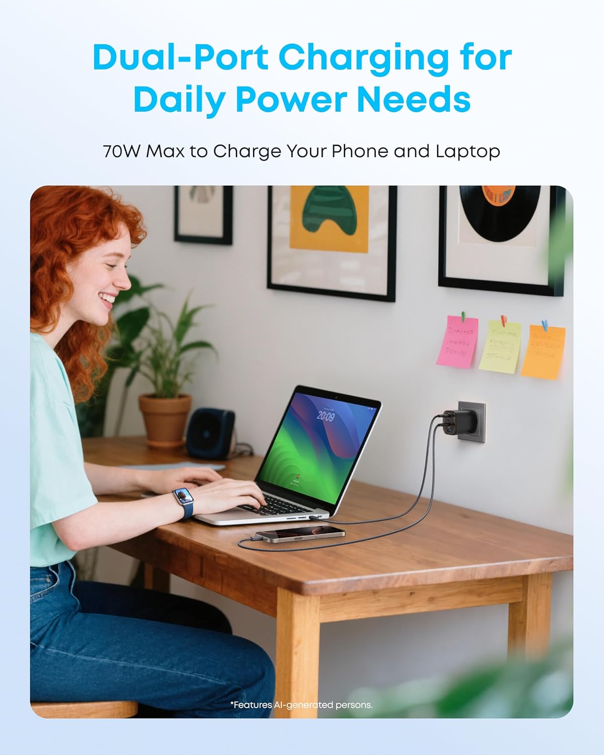 Anker Zolo 70W Fast usb c Charger, 4-Port Foldable Laptop Adapter Plug