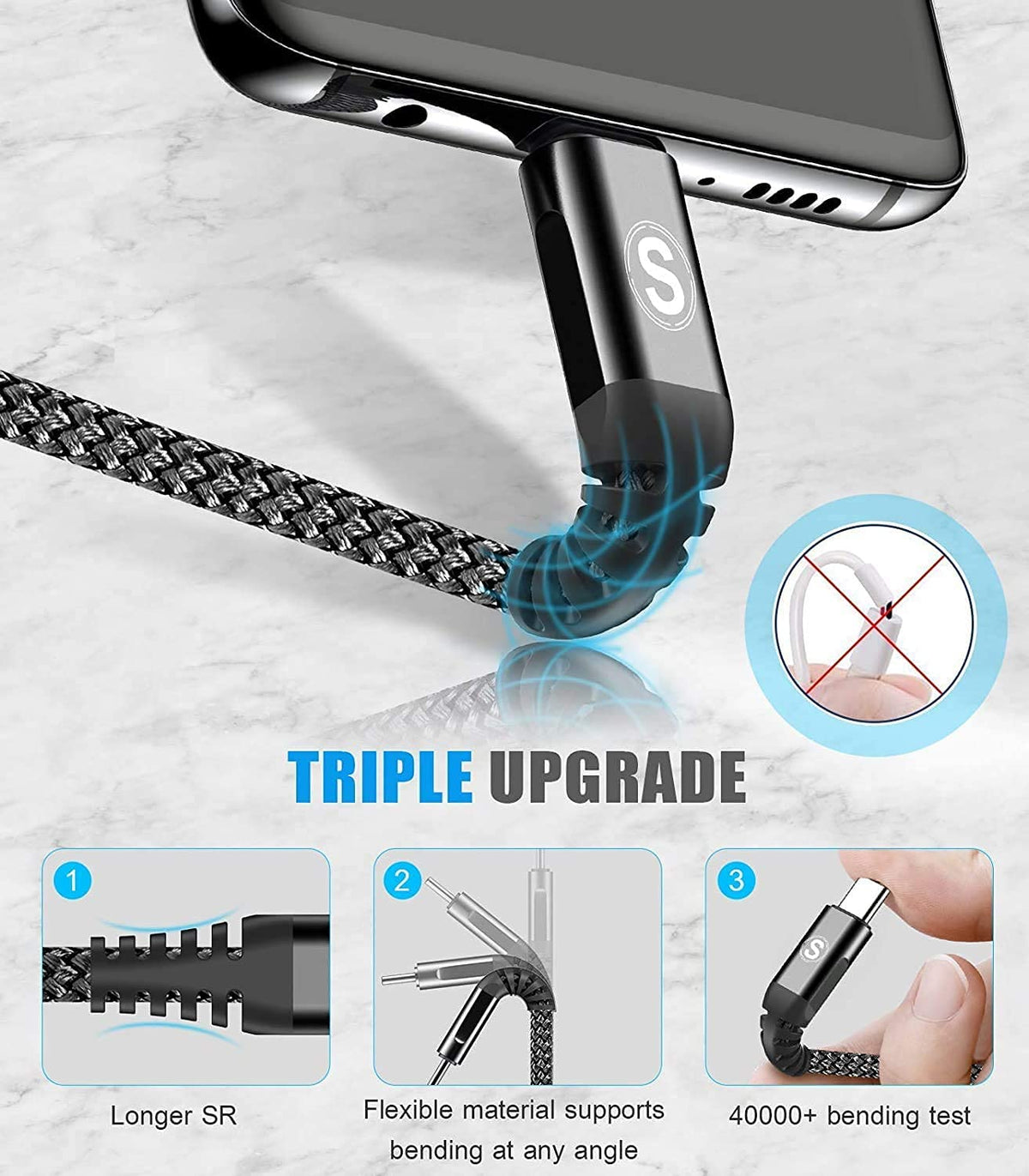 2-Pack 3m 60W USB C to USB C Charger Cable, PD Type C Super Fast Charging for iPhone 16 15 MacBook iPad Pro, Samsung Flip Fold 7 6 5 S25 S24 S23 Ultra, Steam Deck, Nintendo Switch etc