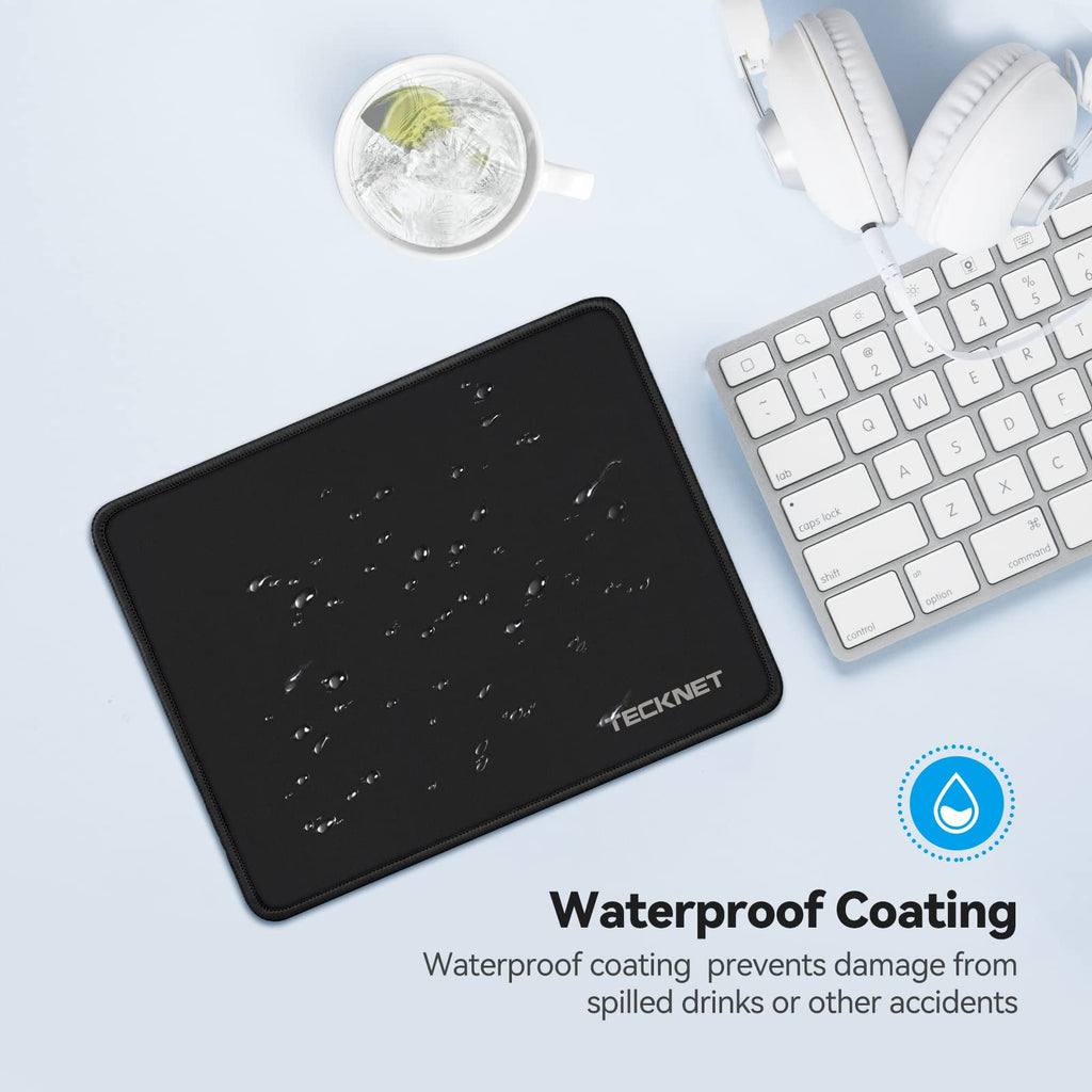 TECKNET Mouse Mat, 2 Packs with Stitched Edges, 270x210x3mm Mousepad