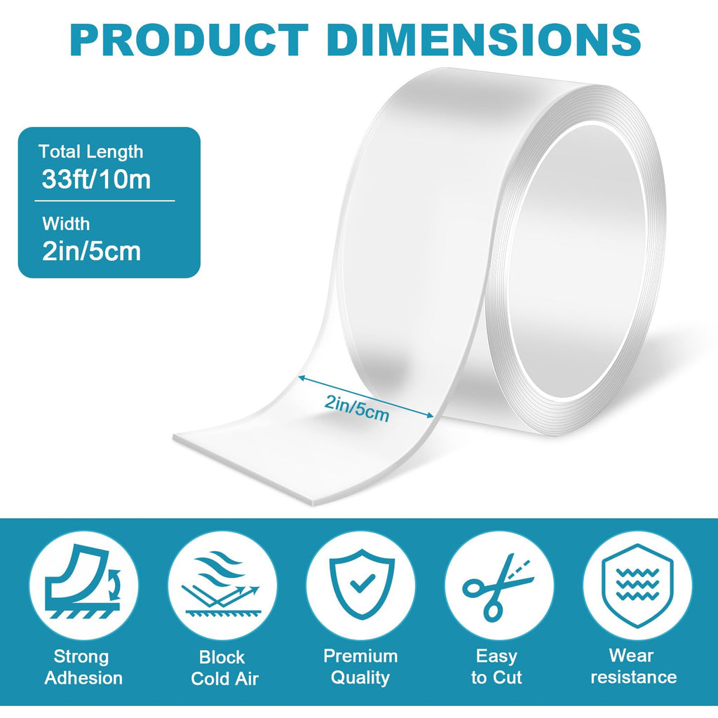 Draft Excluder Tape for Windows Doors, Removable Weather Seal, 3.5cm x 10m