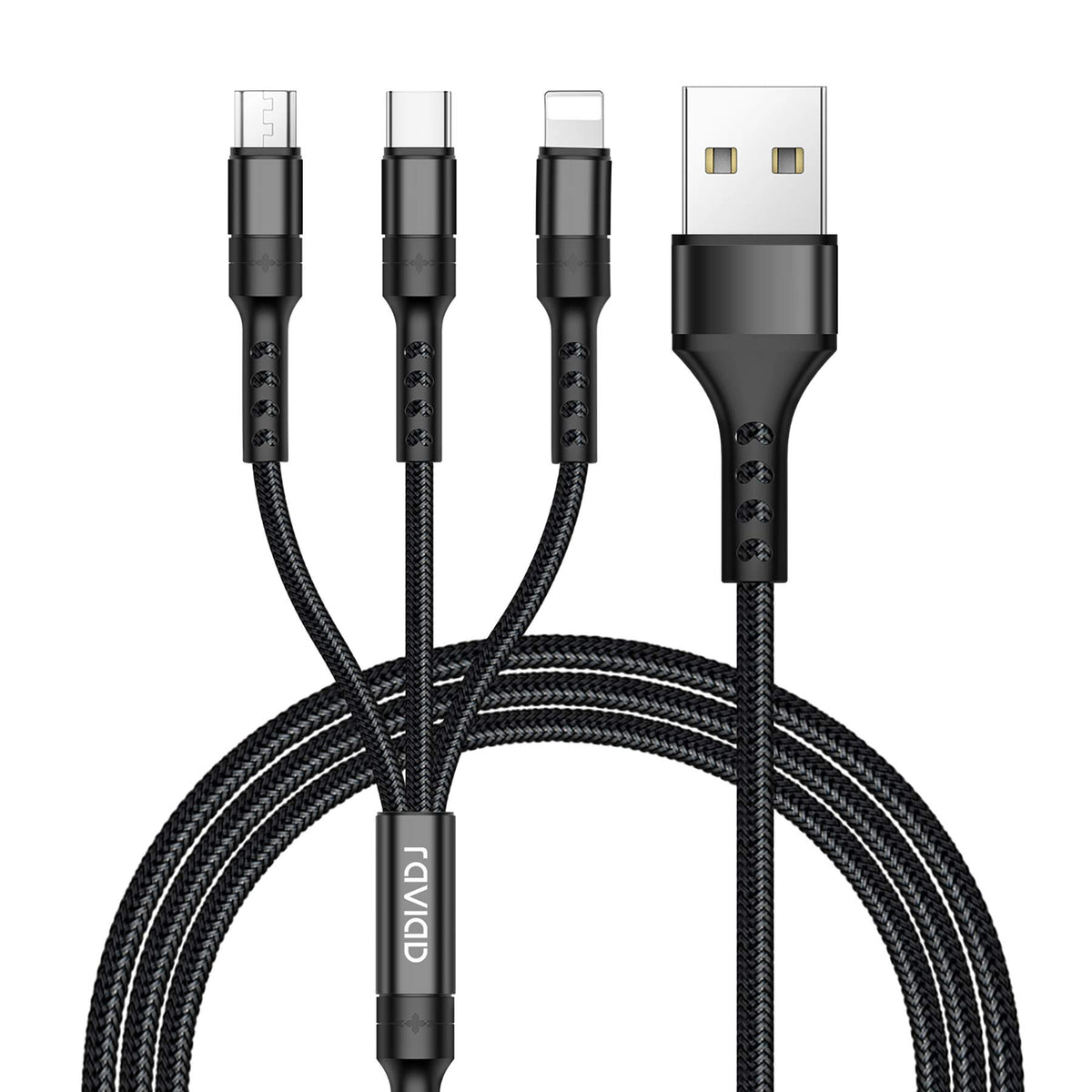 RAVIAD Multi Charger Cable, 3 in 1 Charger Cable 3A USB Fast Charging Cord