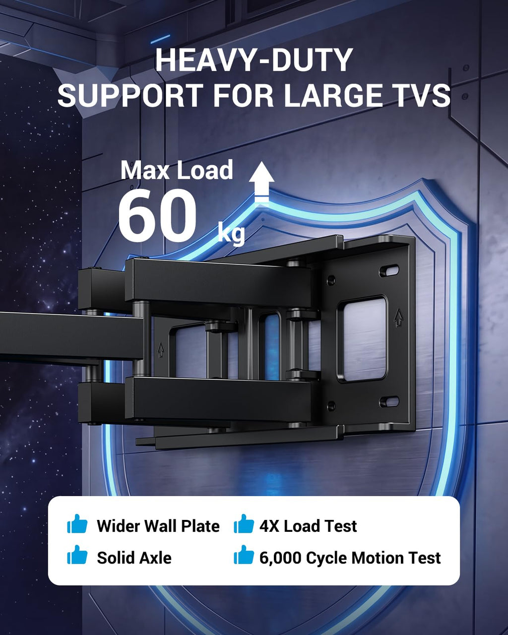 PERLESMITH TV Wall Bracket, for 37-85 Inch TVs 60kg, Max VESA 600x400mm
