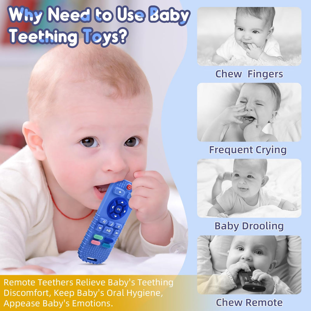 Teething Relief Teethers Toys for Babies 3-6 12 Months Gifts, Silicone Remote Control Baby Teether Bath Toys for 3 6 9 Months Newborn Infant Boy Girl Autism, Food Grade Silicone Sensory Toys, Black