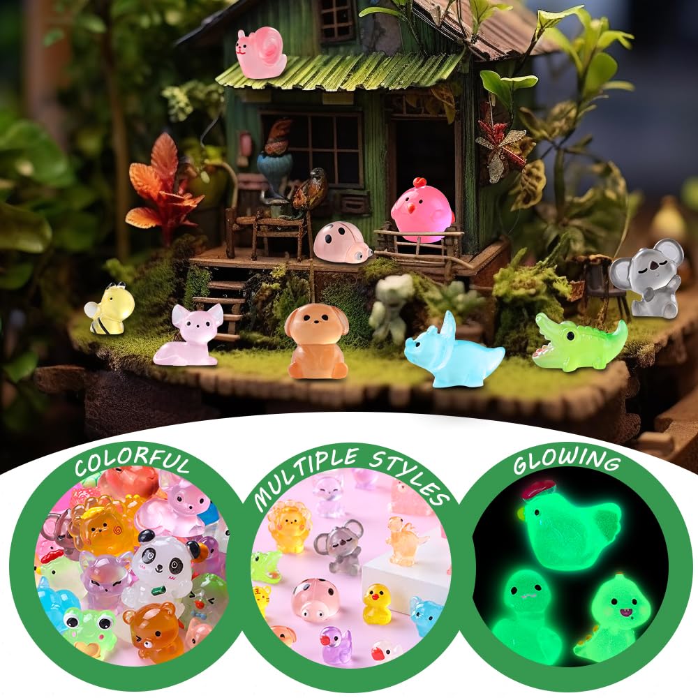 DIYDEC 24pcs Luminous Christmas Mini Resin Tree Figures Toys