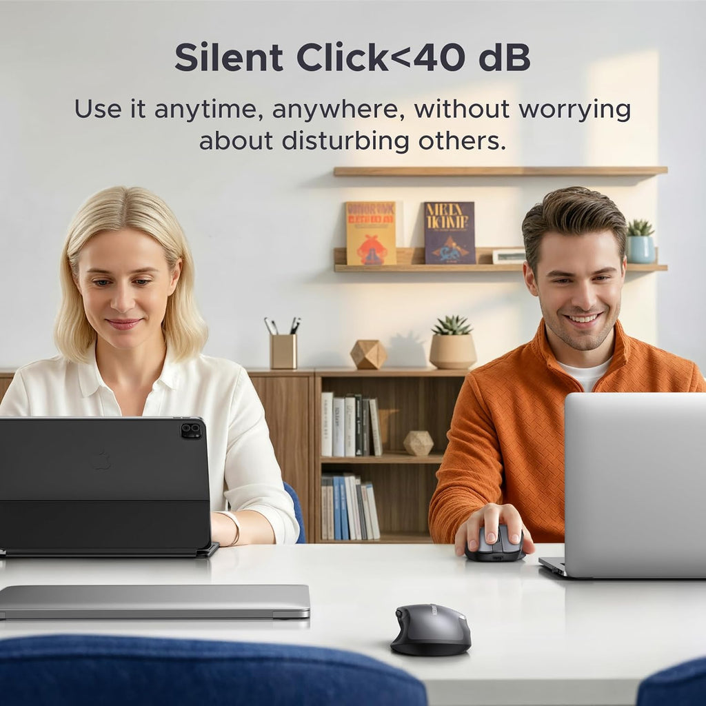 UGREEN Wireless Mouse, Bluetooth & 2.4GHz Silent Mouse, USB-C Rechargeable