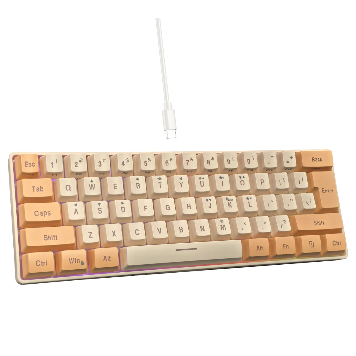 Snpurdiri 2.4G 60% Wireless Gaming Keyboard and Mouse Combo (White-Grey)