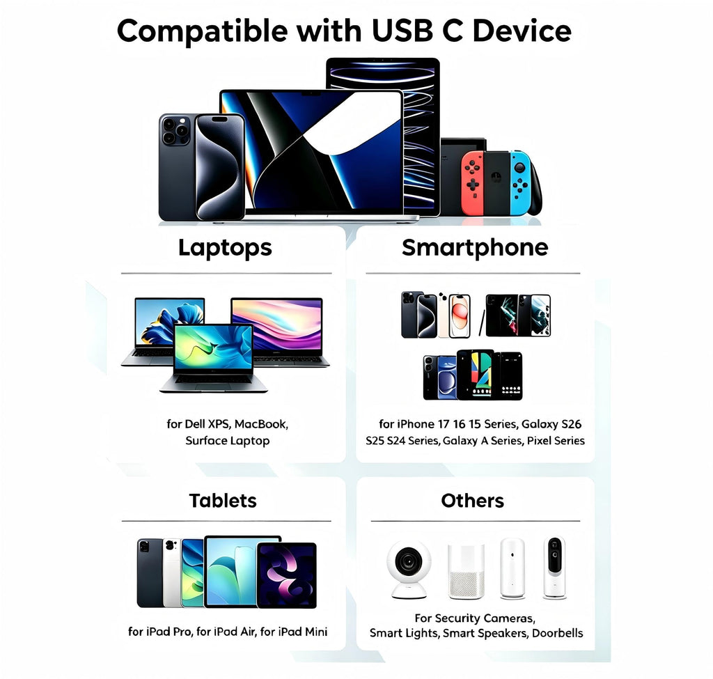 Short USB C Charger Cable 0.5m 2Pack, USB to USB C Car Charger Cable