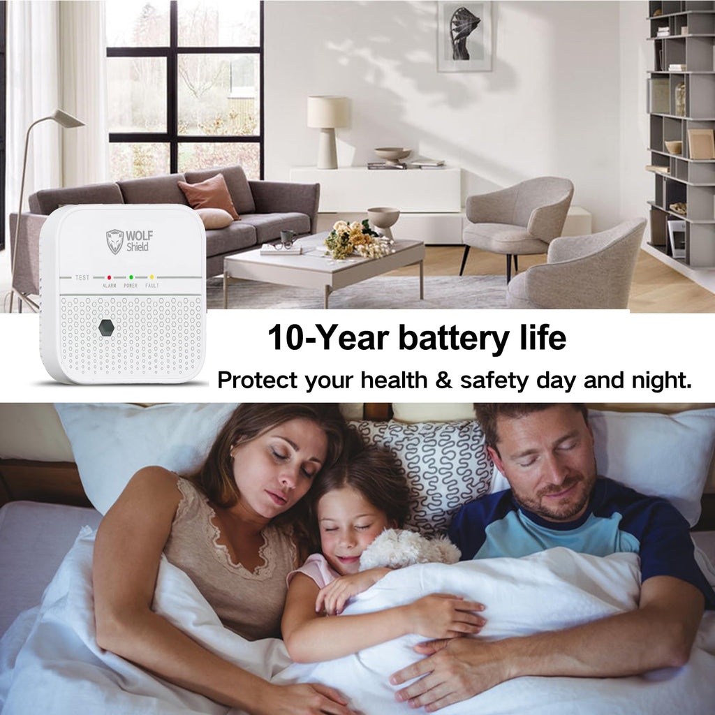 Carbon Monoxide Detector, 10-Year Sealed Battery, EN 50291-1:2018 Certified, 85dB Siren, CO Detector for Home, Caravan, Camping & Travel, Black