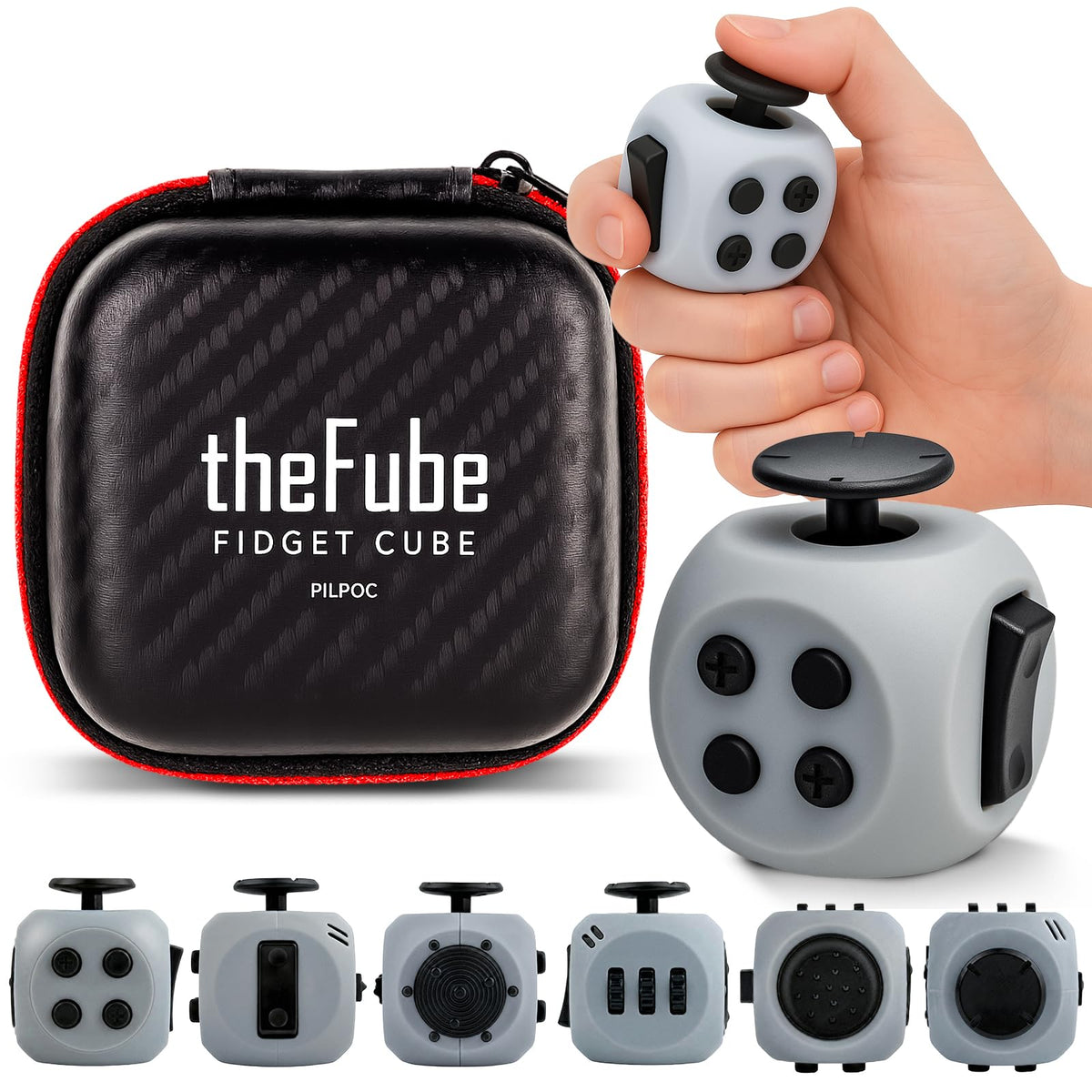 PILPOC theFube Fidget Cube Handy Anxiety Toys for Kids and Adults (Black)
