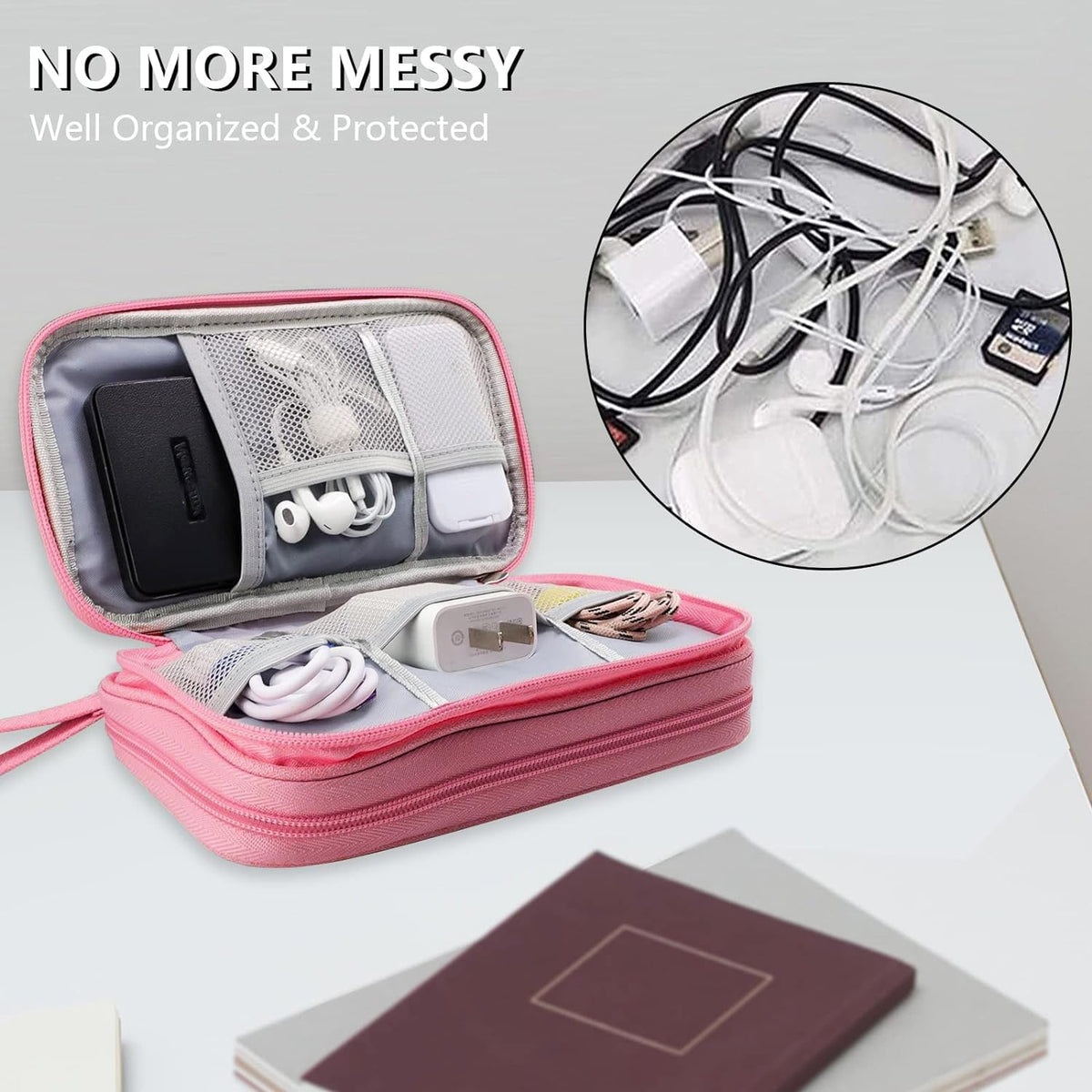 Teskyer Travel Cable Organiser Bag, Travel Essential, Black