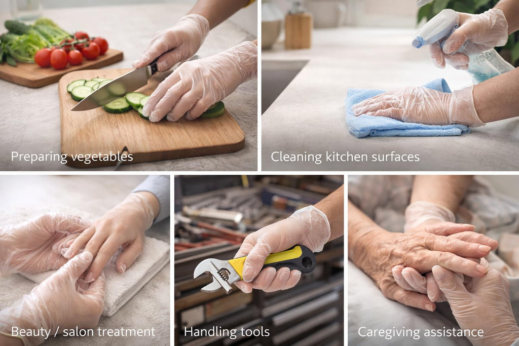 1ABOVE 100 Clear Vinyl Disposable Gloves Small, Powder-Free Latex-Free Ambidextrous Gloves for Food Handling Except Fatty Foods, Cleaning, Hairdressing, Beauty & Everyday Tasks