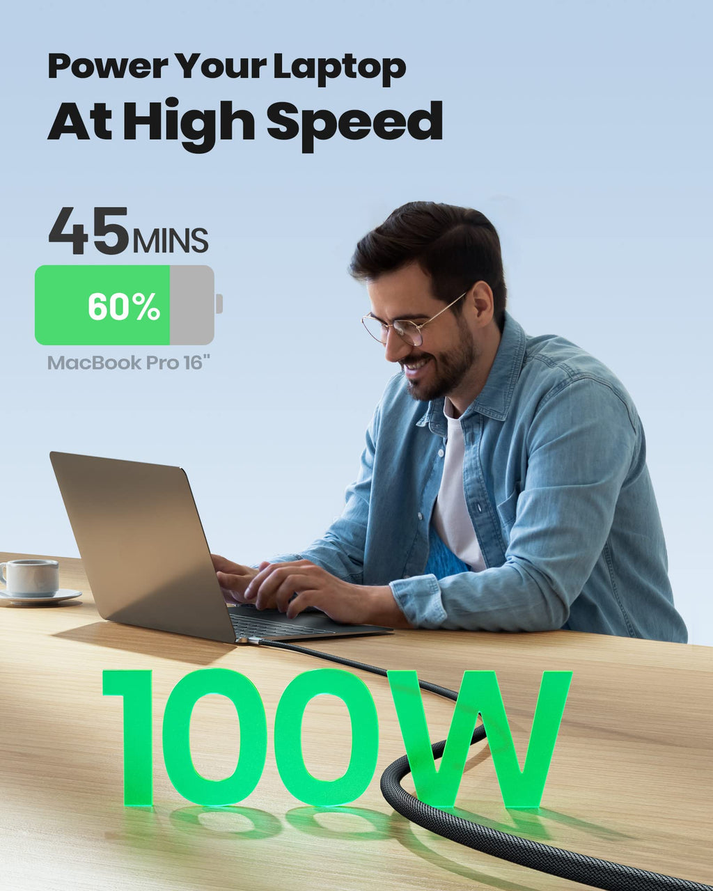 INIU USB C Cable, 1m 100W Fast Charging USB C to USB C Cable