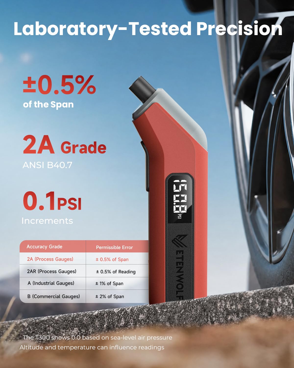 ETENWOLF T300 Plus Digital Tyre Pressure Gauge 200 PSI-Digital Tyre Gauge