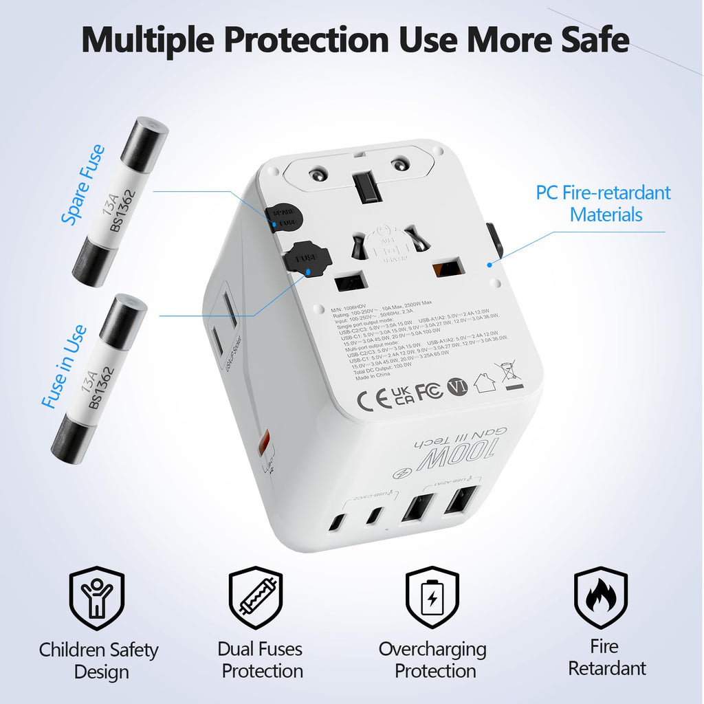 Bigfish Universal Travel Adapter, Travel Plug Adapter Worldwide