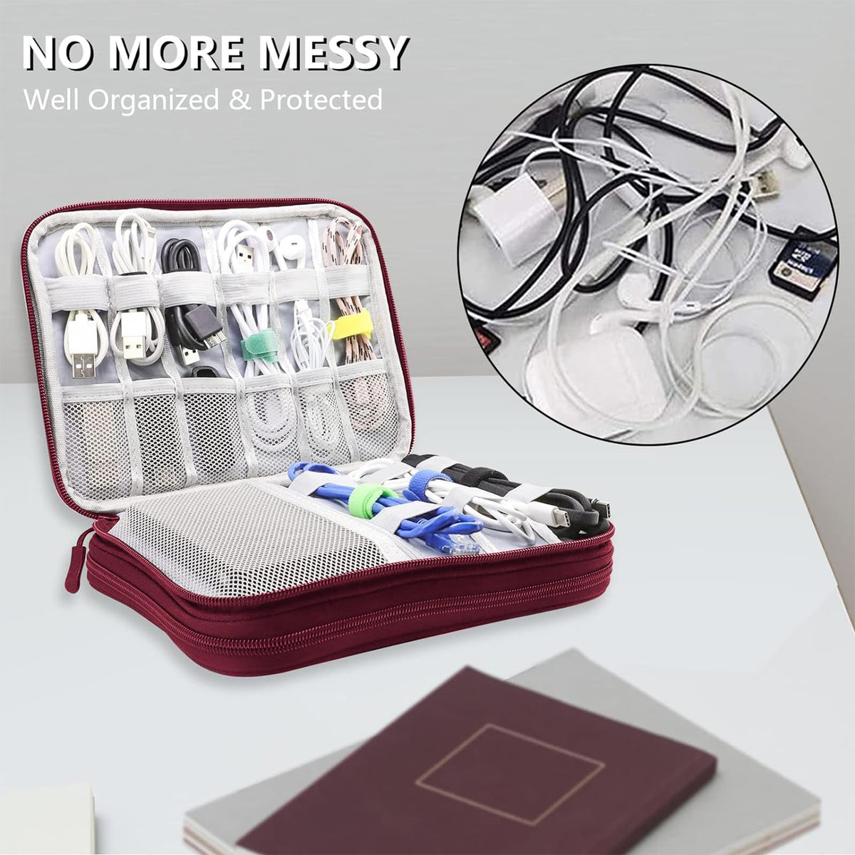 Teskyer Travel Cable Organiser Bag, Travel Essential, Black