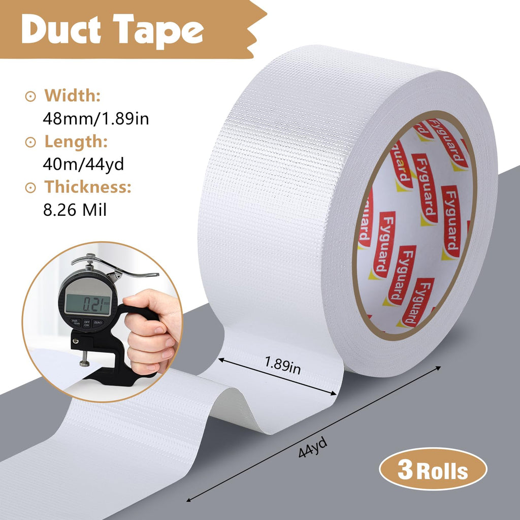 Black Duct Tape, 48mm x 54m (Pack of 3) Gaffer Tape Heavy Duty 8.5Mil