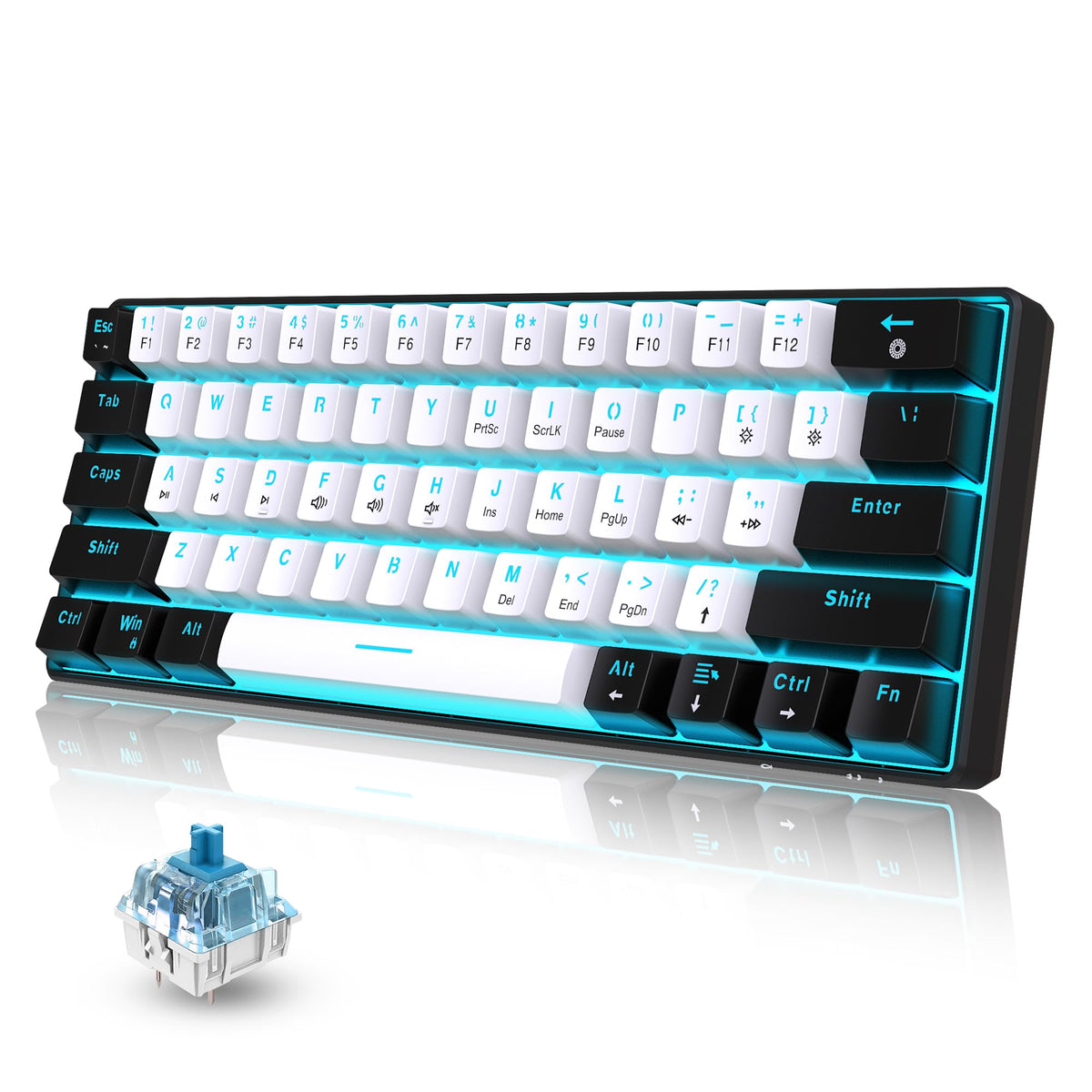Snpurdiri 2.4G 60% Wireless Gaming Keyboard and Mouse Combo (White-Grey)