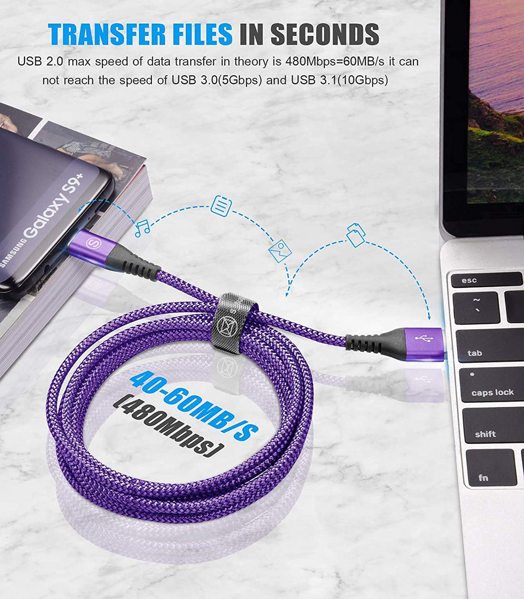 2-Pack 2M USB C Cable 3.1A Fast Car Charger Cable Compatible for iPhone 17 air 16 15 Plus Pro Max, Samsung Flip/Fold 7 6 5 4 3 S26 S25 S24 S10 S20 S21 S22 S23 A16/15/14/13/12 A35/A34 A56/55/54, Pixel