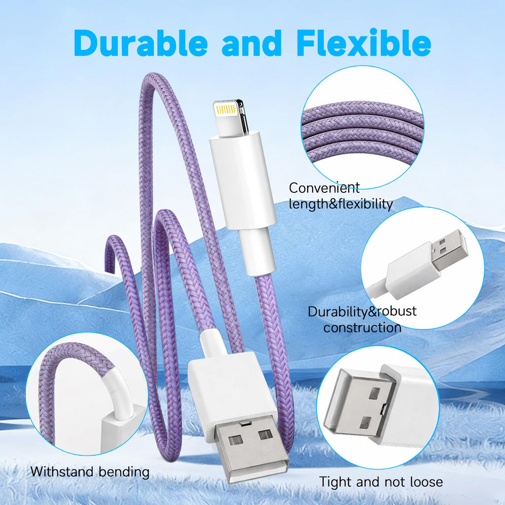 2Pack 1M iPhone Charger Cable[Apple MFi Certified] USB to Lightning Cable