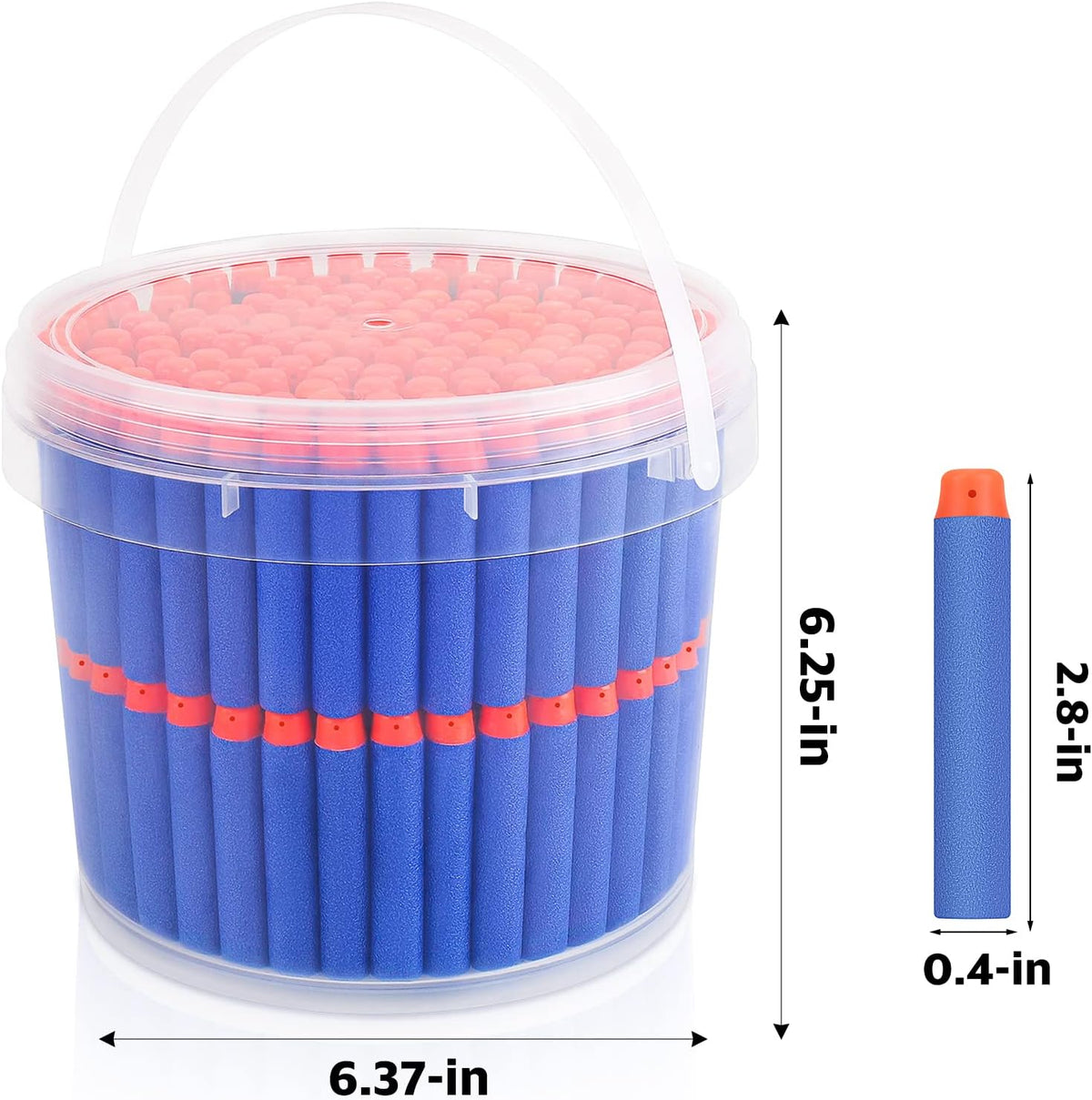 Pokiiulk Refill Darts Bullets Compatible with Nerf Guns N-Strike Elite Series, 300PCS Refill Darts Premium Foam Bullets Pack with Portable Storage Bucket
