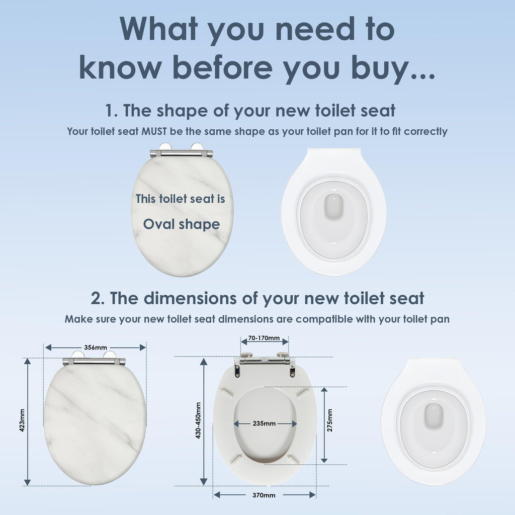 AQUALONA® Luxury Grey Oak Effect Toilet Seat - Soft Close MDF Moulded Wood Seat with Quick Release Button and Durable Hinges - Comfortable, Easy to Clean and Install with Universal Fittings