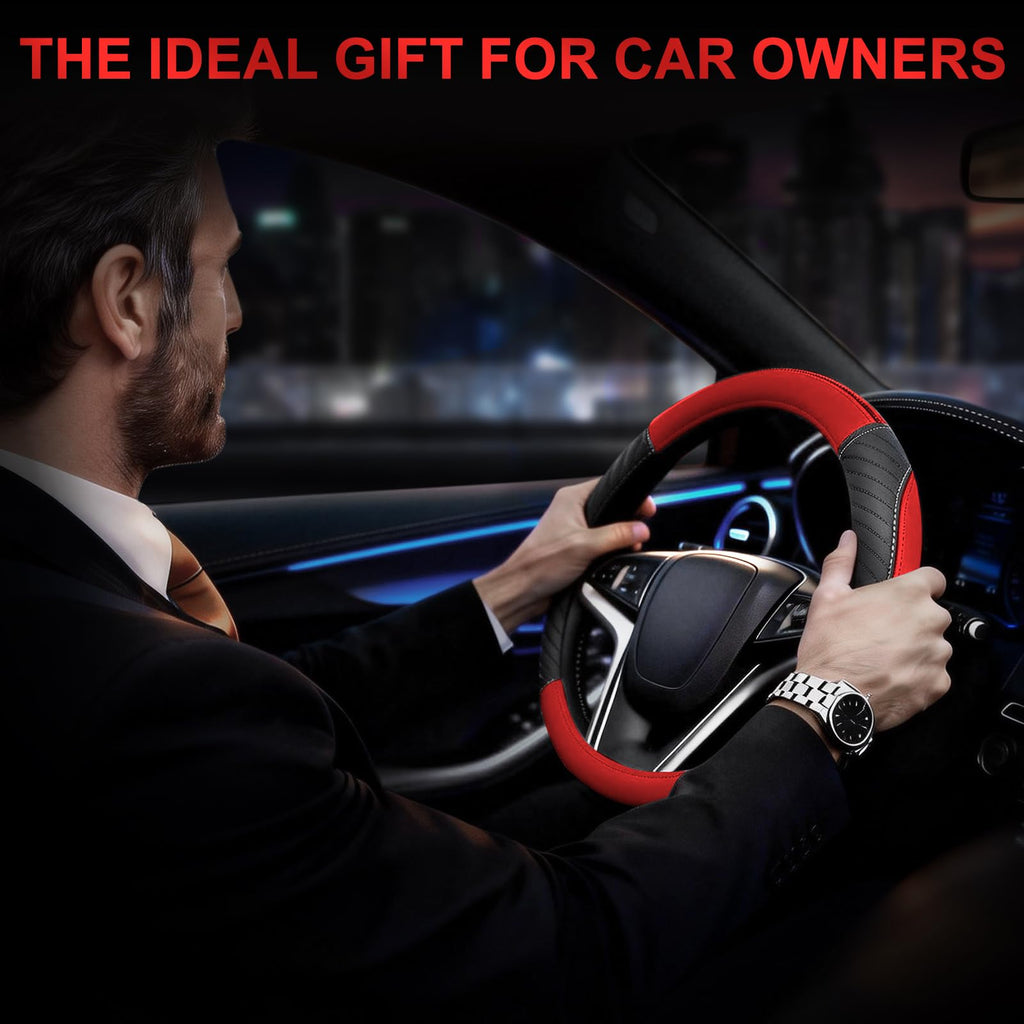 Universal Car Steering Wheel Cover Leather 37-38 cm Soft Microfiber - Gray