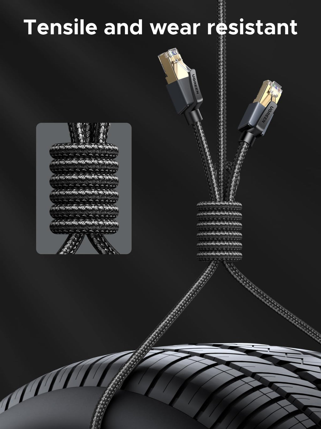 UGREEN Ethernet Cable 1m, Cat 8 High-Speed 40Gbps Internet Cable Braided