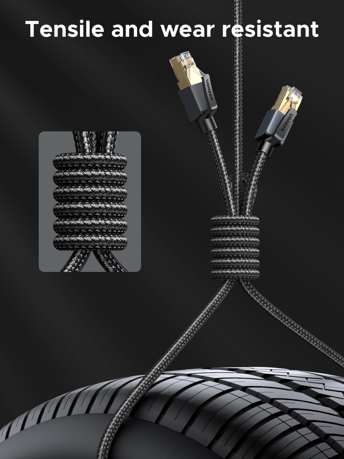 UGREEN Ethernet Cable 1m, Cat 8 High-Speed 40Gbps Internet Cable Braided