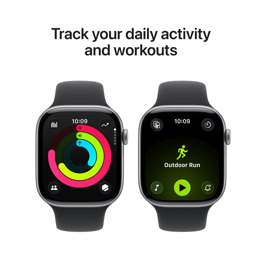 Apple Watch Series 11 GPS 42mm Smartwatch with Space Grey Aluminium Case with Black Sport Band S/M. Sleep Score, Fitness Tracker, Health Monitoring, Always-On Display, Water Resistant