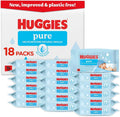 Huggies Pure Plastic Free Baby Wipes - Pack of 18 (864 Wipes) - 99% Water Wet Wipes, Fragrance Free, Hypoallergenic, Better Cleaning, Soft and Gentle on Babies' Delicate Skin