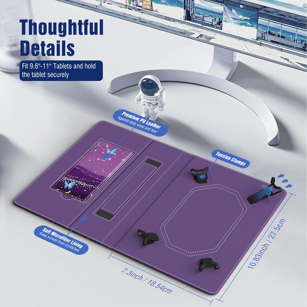 TiMOVO Universal Case for 10.1 Inch Android Tablet, Flowers on Purple