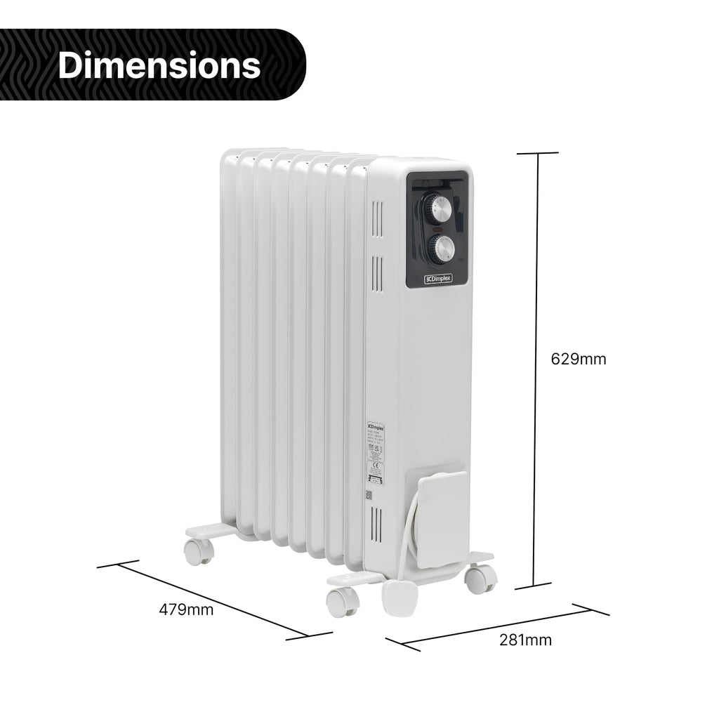 Dimplex ECR20TIE Oil Free Portable Radiator, 2kW Electric Heater, Timer