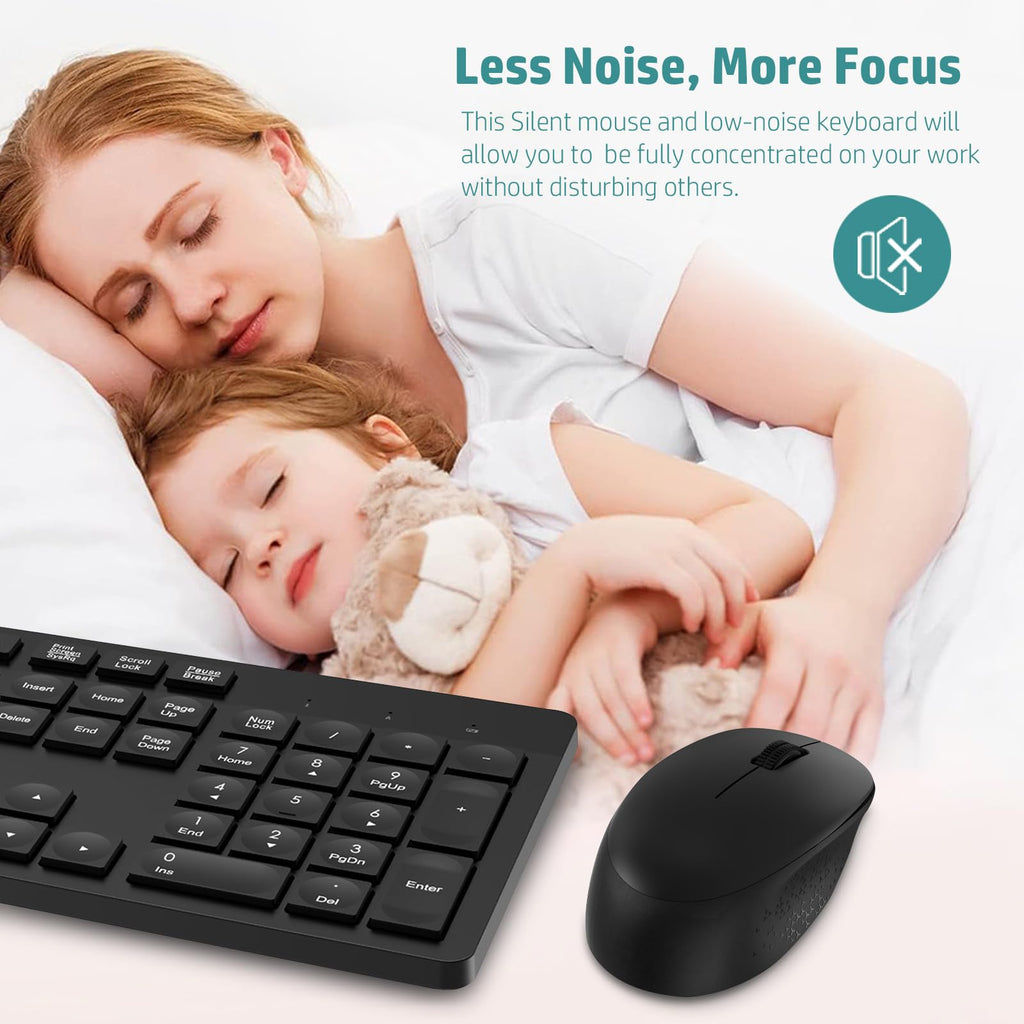 LeadsaiL Wireless Keyboard and Mouse Set, 2.4GHz USB Computer Keyboards and Mouse Combo, Ergonomic Design with 12 Multimedia Shortcuts for HP/Lenovo Laptop and Mac-Pink