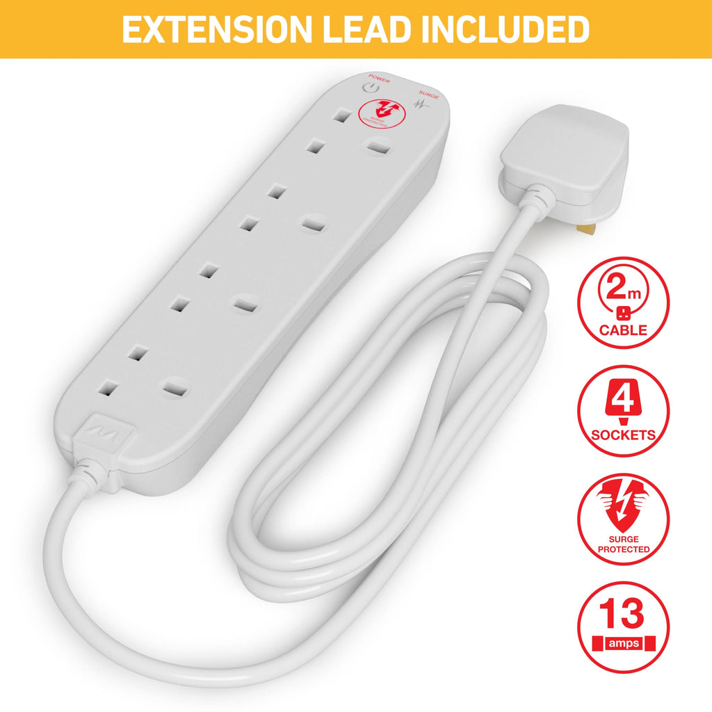 D-Line Cable Tidy Box, Hide Extension Blocks, Desk Cable Management, Organise TV Cables - 415mm (L) x 165mm (W) x 135mm (H) - Large, White