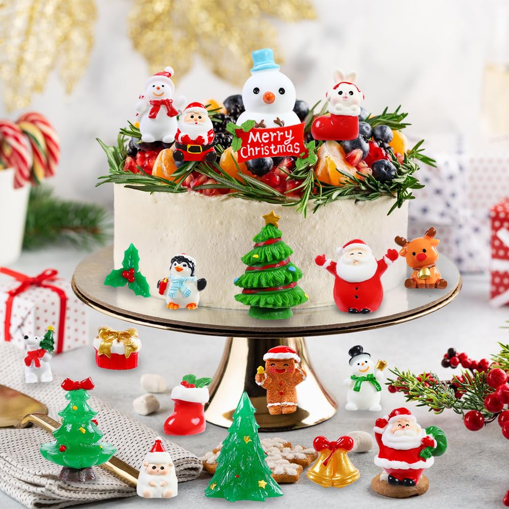DIYDEC 24pcs Luminous Christmas Mini Resin Tree Figures Toys