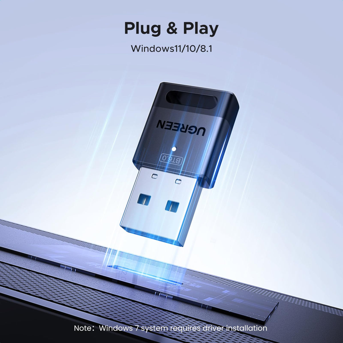 UGREEN Bluetooth 5.3 USB Adapter 328ft/100M Range for PC, Rotatable Antenna