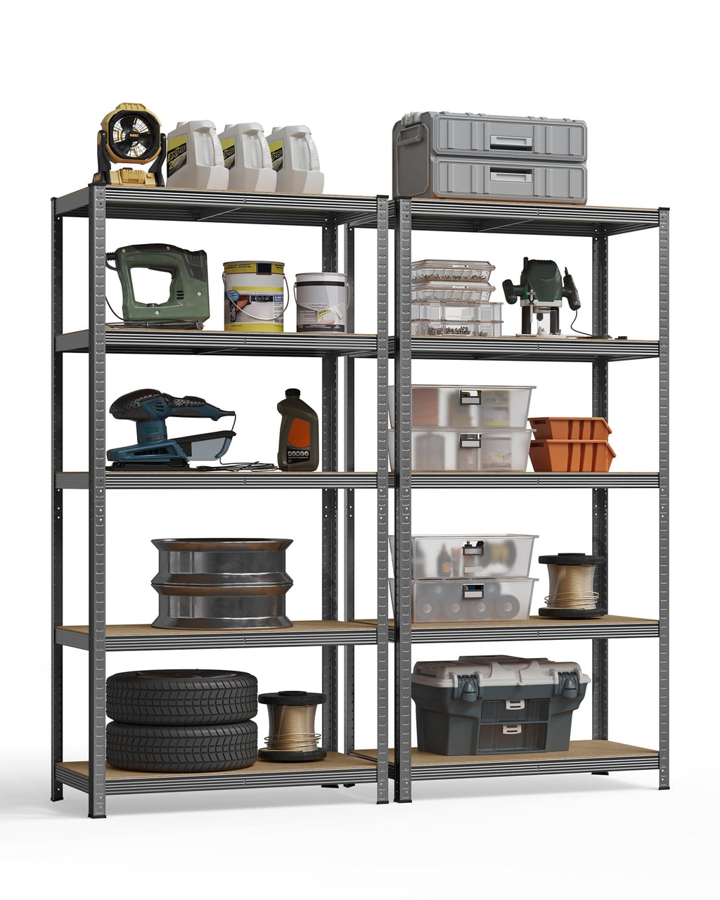 SONGMICS 5-Tier Heavy-Duty Shelving Units, Set of 2, Boltless Assembly