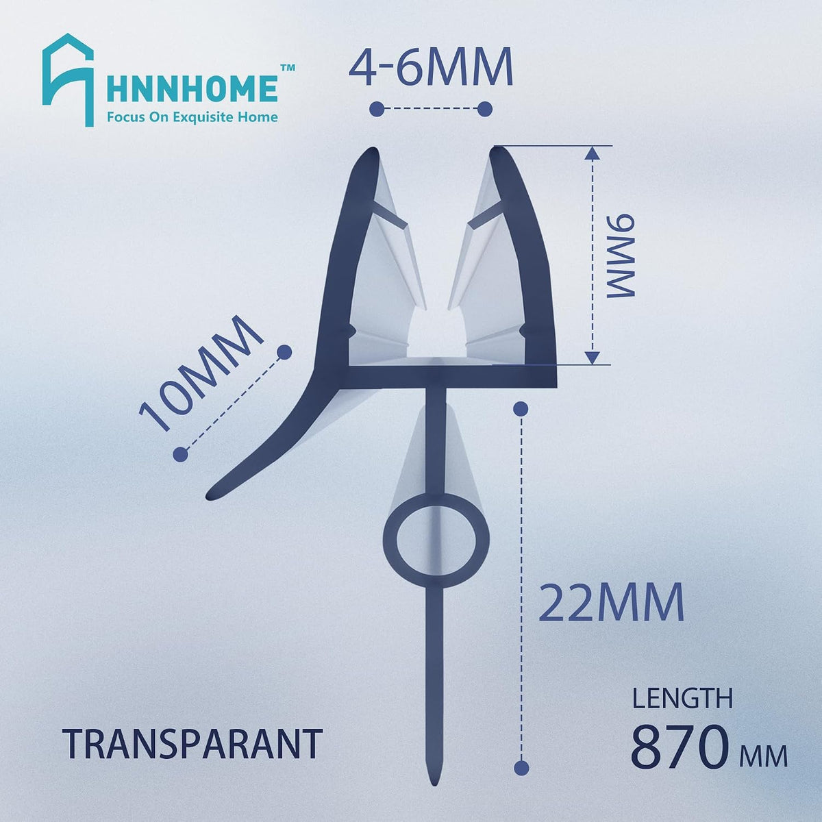 HNNHOME Rubber Plastic Bath Shower Screen Seal Strip for 4-6mm Glass Door Up to 22mm Gap (Straight)