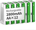 Granicell AA Rechargeable Batteries (12 Pack), 2800mAh, 1.2V NiMH