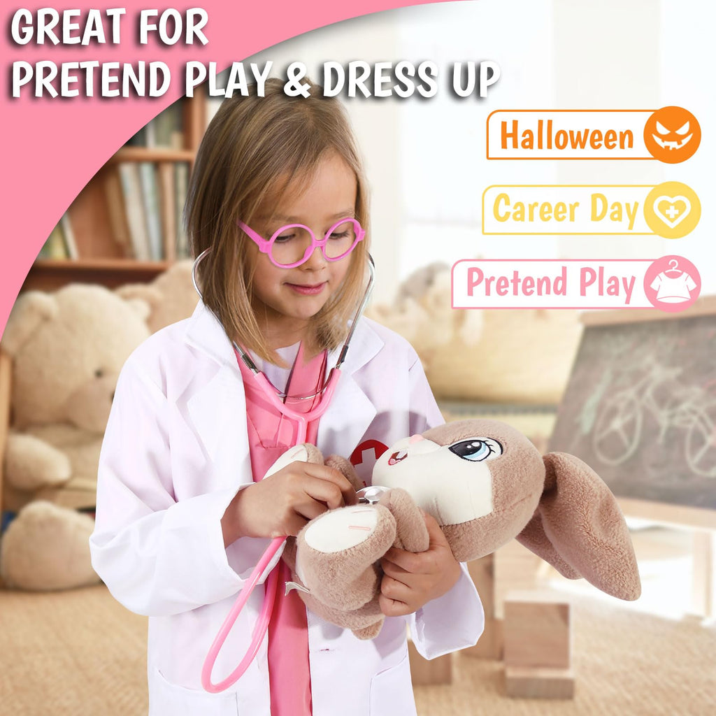 12 PCS Doctor Costume for Kids,Scrubs Nurse Costume for Girls Boys