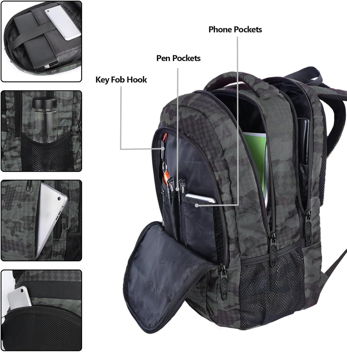 MATEIN Travel Laptop Backpack, Work Bag Lightweight Laptop Bag, Black Blue